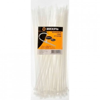 Хомут ВИХРЬ нейлоновый 3,6*250 Б (100 шт) Хомут ВИХРЬ нейлоновый 3,6*250 Б (100 шт)
