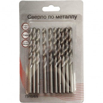 Сверло по металлу ВИХРЬ 5 мм, HSS (10 шт. в блистере) Сверло по металлу ВИХРЬ 5 мм, HSS (10 шт. в блистере)
